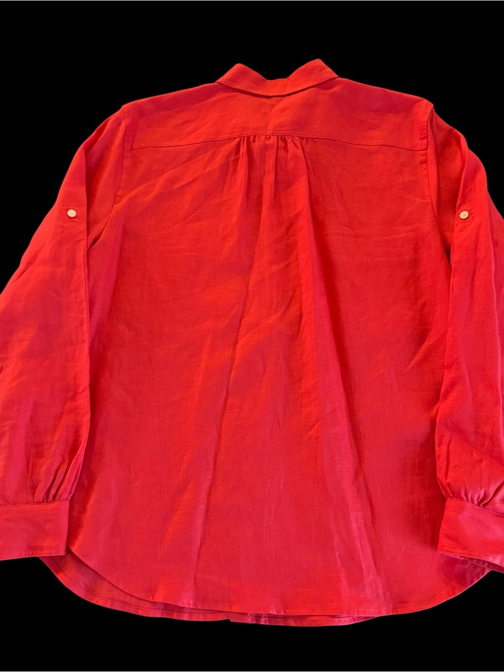 Lauren Ralph Button Up Shirt Womens XL Coral 100% Linen Roll Tab Coastal Beach - Picture 6 of 6